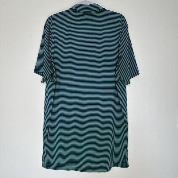 RLX Ralph Lauren Polo Shirt Size L Striped Performance Golf Stretch Green Blue - Picture 6 of 11